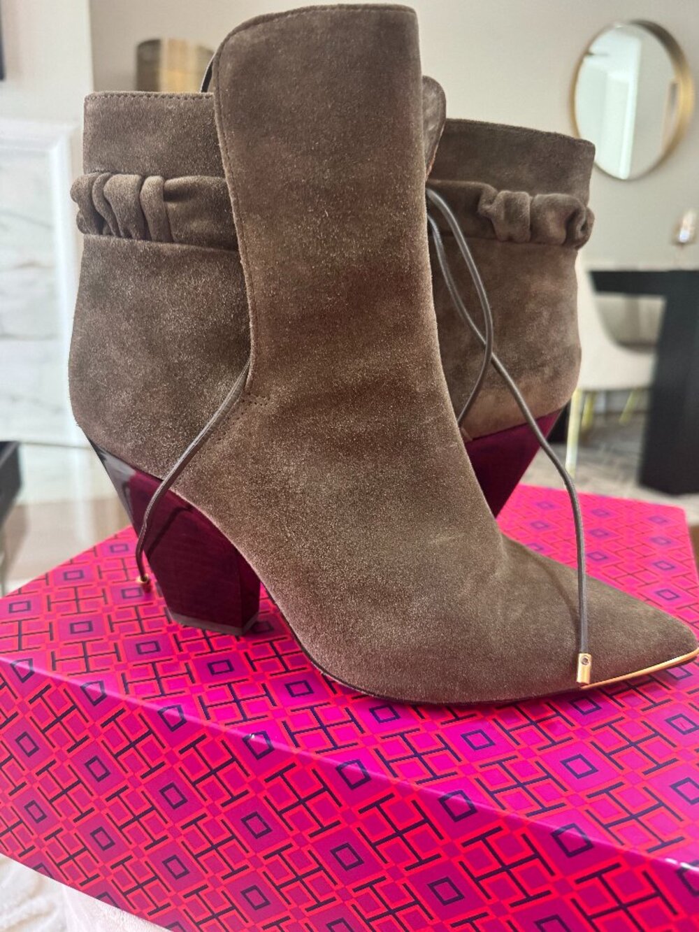 Tory Burch Leather Olive Green Boots Size 9